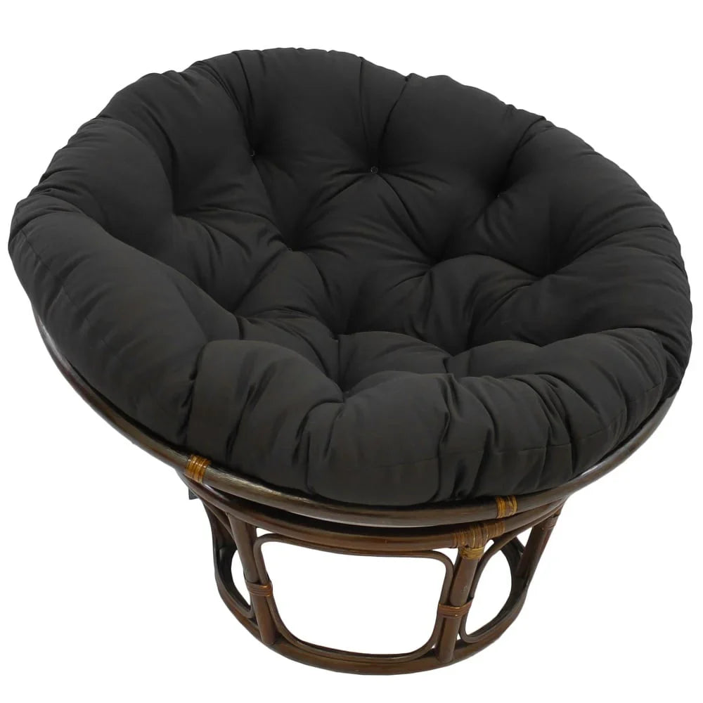 Poltrona Papasan Bali in rattan da 42 pollici con cuscino in twill