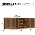 Set da 3 credenze contenitore con ante in rattan e ripiani regolabili - 93Lx31H