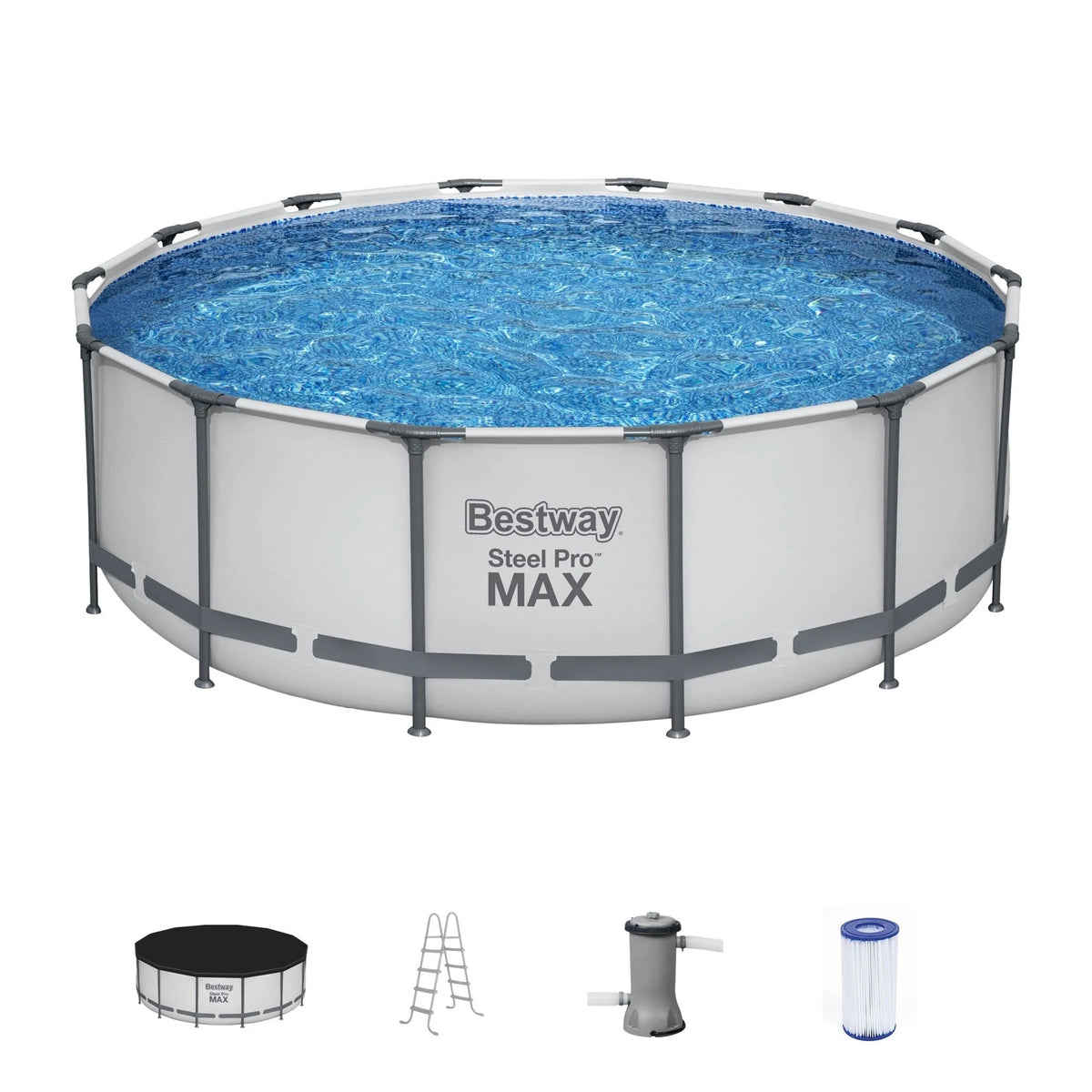 Piscina circolare fuori terra Bestway Steel Pro MAX in acciaio con pompa e copertura