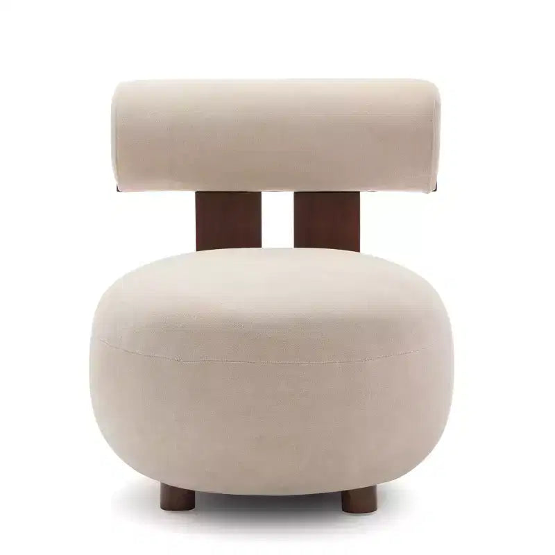 Christopher Knight Home Chariya, μοντέρνα πολυθρόνα-διακοσμητικό με γλυπτική πλάτη κυλινδρικού σχήματος, από καουτσουκόξυλο και επενδυμένη με βελούδο