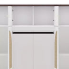 Armario ropero alto de 70,87 pulgadas con 8 puertas y gran capacidad, barra para colgar, estantes ajustables y puertas decorativas de ratán