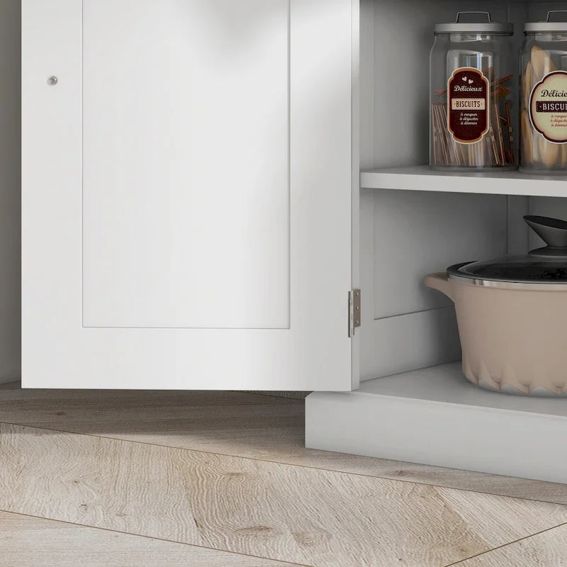 Dispensa da cucina da 72 pollici, mobile tradizionale indipendente con 4 ante e 3 ripiani regolabili, ampio cassetto centrale
