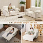 Sofá cama convertible 3 en 1 Dyonery, sofá cama extraíble con bolsillo lateral y respaldo ajustable, montaje sin herramientas, sofá de dos plazas plegable