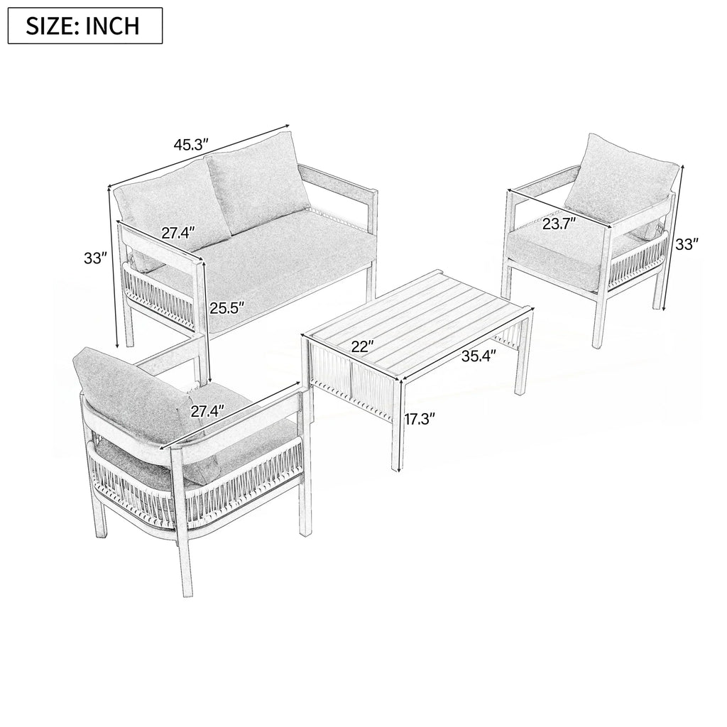 Ensemble de canapé d’extérieur 4 pièces
