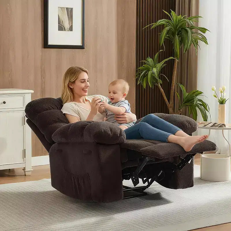 Sillón reclinable manual de tela transpirable y ergonómica con bolsillos laterales, sofá individual, adecuado para la sala de estar o el dormitorio
