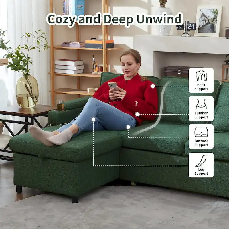 80 L-förmiges Schlafsofa, Schlafsofa mit ausziehbarem Bett, wendbares Schlafsofa