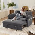 Sofá cama convertible 3 en 1 Dyonery, sofá cama extraíble con bolsillo lateral y respaldo ajustable, montaje sin herramientas, sofá de dos plazas plegable