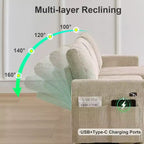 Sofá cama extraíble 2 en 1 Dyonery con chaise longue con almacenamiento, sofá seccional de pana C con puertos USB para sala de estar
