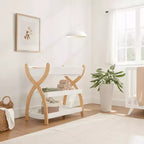 Comfy Cubs commode voor baby's - stevige houten constructie, tijdloze uitstraling met twee open planken voor babybenodigdheden