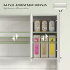 Armario despensa de cocina 71, armario alto de almacenamiento con soporte para microondas, alacena de cocina moderna, 3 estantes ajustables para sala de estar y comedor