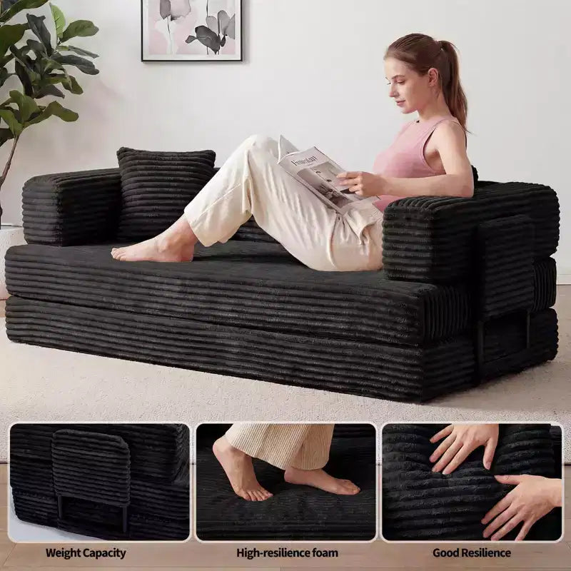 80.7 καναπές-κρεβάτι 5-σε-1 Convertible Sleeper - Κοτλέ, 1200 lbs, Χωρίς συναρμολόγηση