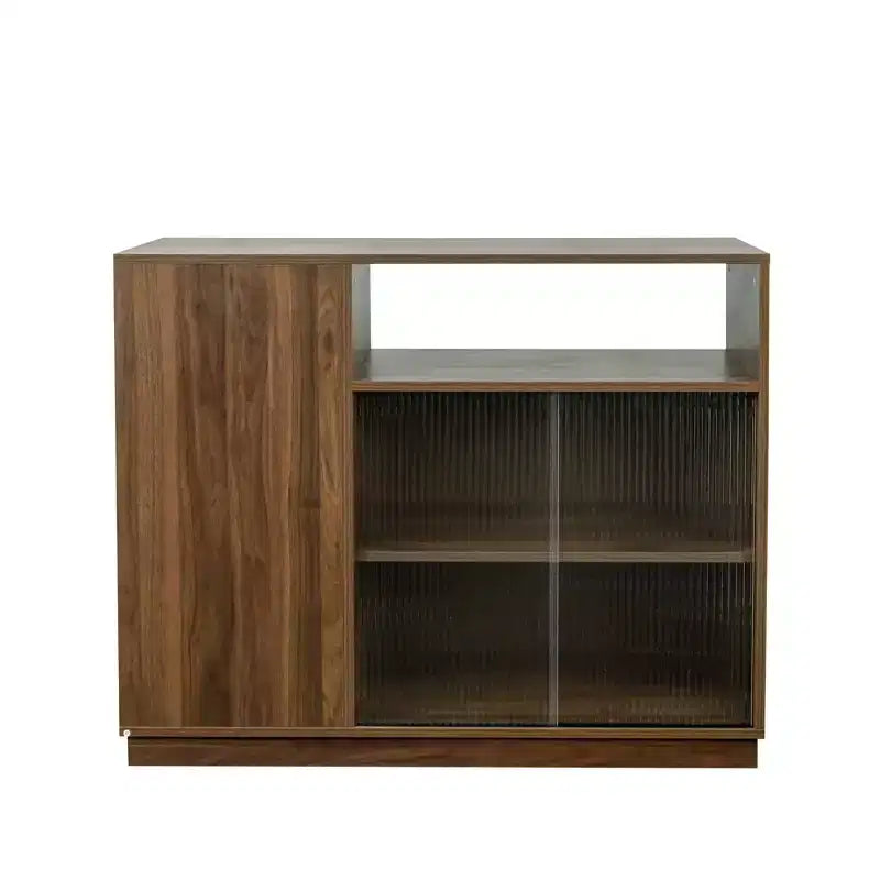 GDFStudio Hikaru modern dressoir met schuifdeuren van glas en laden
