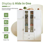 Dispensa da cucina indipendente Whisen alta 71', grande mobile contenitore per sala da pranzo con credenza e buffet a 6 ante, ripiani regolabili