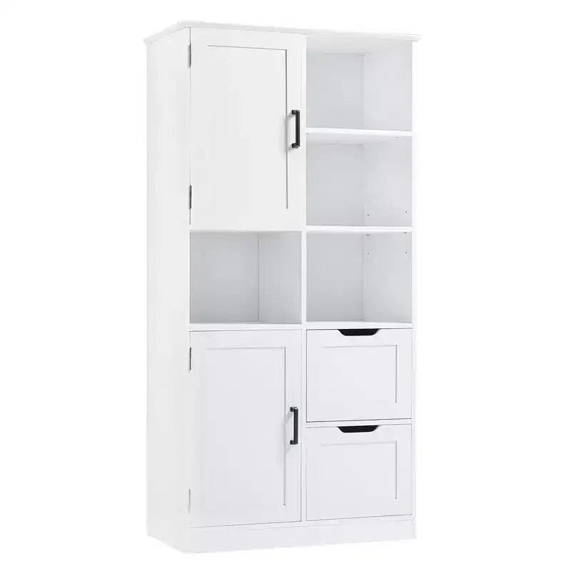 Badezimmerschrank mit 62 Zoll Höhe, freistehender Bodenschrank mit Schublade und verstellbarem Regal, Vorratsschrank für Bad und Wohnzimmer