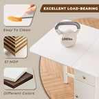 Table à manger pliable ATJafurn de 59 pouces avec rallonges rabattables pour petits espaces, table de cuisine rectangulaire en bois extensible avec roulettes et rangement