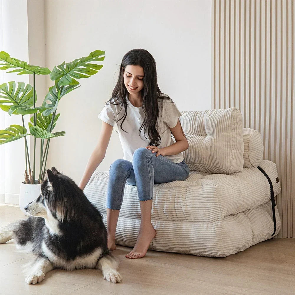 8 Cord-Sofa zum Zusammenklappen, Schlafsofa, Einzel