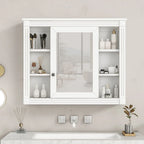 Meuble-lavabo moderne de salle de bains de 36 po avec vasque sur plan, armoire à miroir, 2 portes et 2 tiroirs