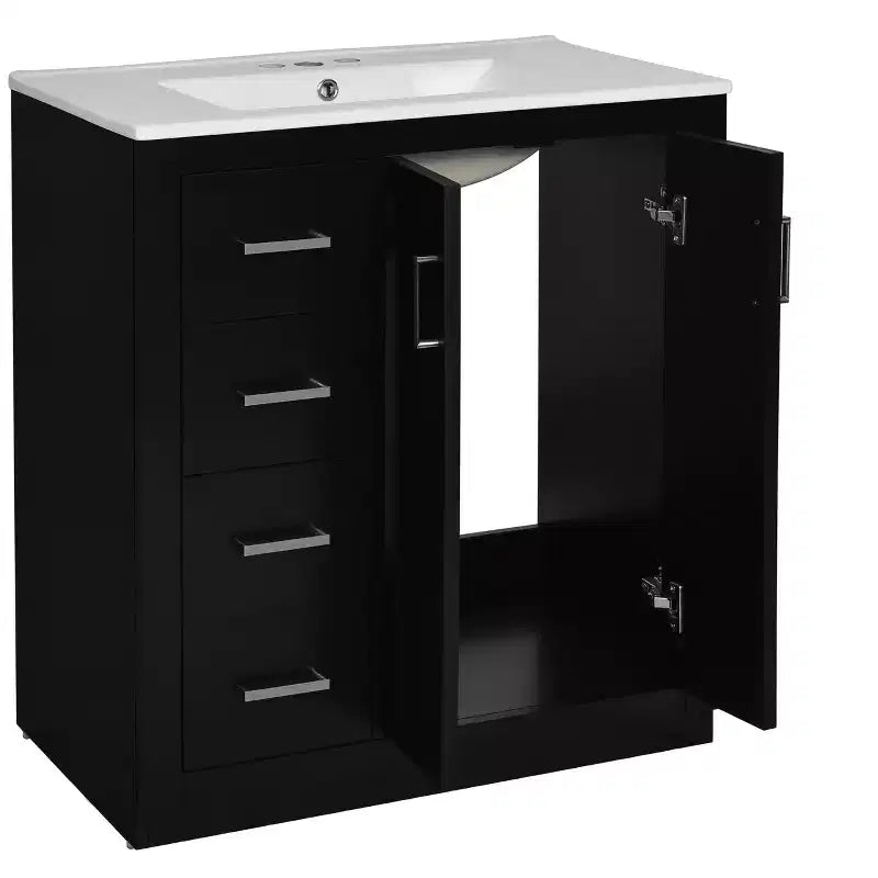 Meuble-lavabo de salle de bains de 30 po à lavabo simple, avec armoire et 3 tiroirs – noir / bleu / vert / indigo / blanc