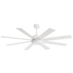 Ventilatore da soffitto nero da 65 pollici con 8 pale, LED, luce e telecomando