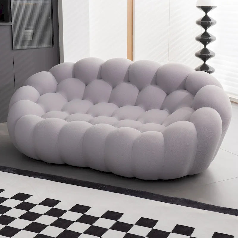 2-istuttava kuplamainen kaareva löhösohva, hunajakennokuvioinen 3D-kangaspäällinen, olohuoneeseen, salonkiin tai asuntoon
