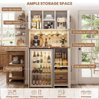 Mobile dispensa da cucina Besiost con spazio per mini frigorifero, mobile bar per caffè con ripiano contenitore