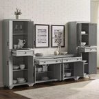 3-teiliges Tara-Sideboard- und Vorratsschrank-Set im Used-Look – Crosley