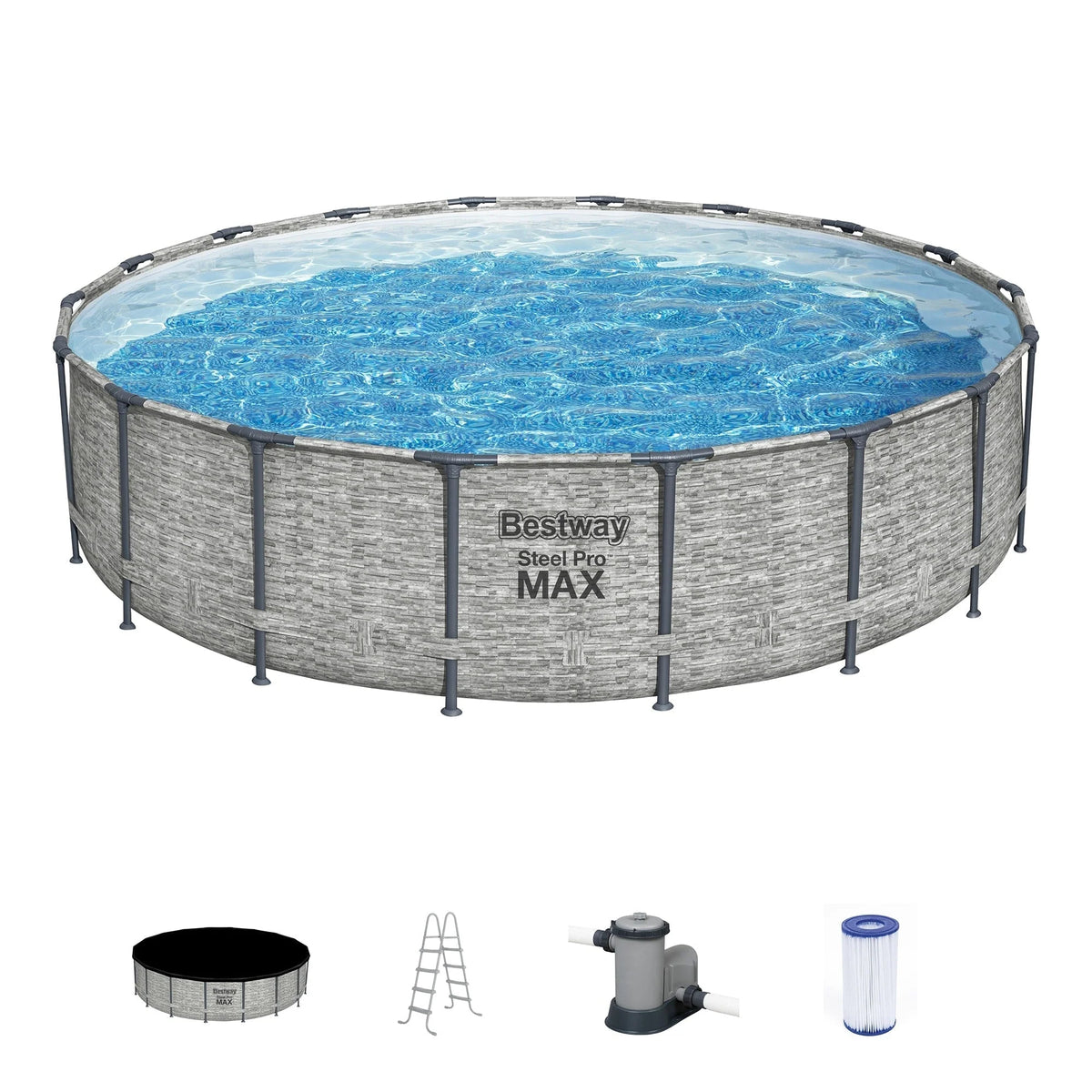 Piscina circolare fuori terra Bestway Steel Pro MAX in acciaio con pompa e copertura