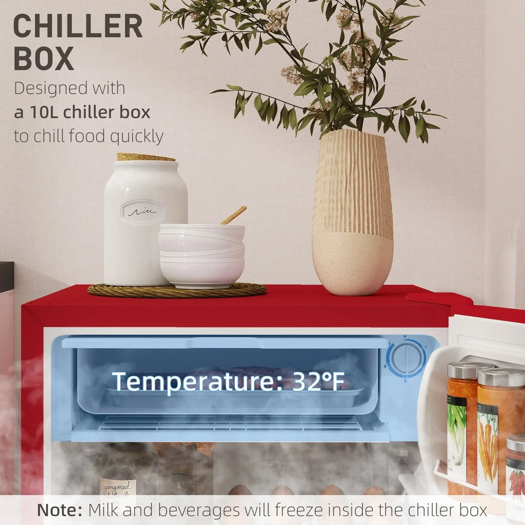 Mini-koelkast van 3,2 kubieke voet met vriezer, compacte koelkast met één deur en instelbare thermostaat voor de slaapkamer