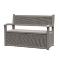 Panca contenitore in resina per tutte le condizioni atmosferiche con scomparto nascosto con serratura, design effetto rattan, portata di 500 lb, capacità di 70 galloni