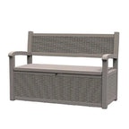Panca contenitore in resina per tutte le condizioni atmosferiche con scomparto nascosto con serratura, design effetto rattan, portata di 500 lb, capacità di 70 galloni