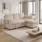 Dyonery 81-Sitzer-Schlafsofa, L-förmiges Ausziehsofa mit wendbarer Recamiere mit Stauraum, USB-Anschluss und verstellbarer Rückenlehne