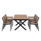 7-teiliges ausziehbares Esszimmer-Set mit ausziehbarem Tisch und 6 Armlehnstühlen