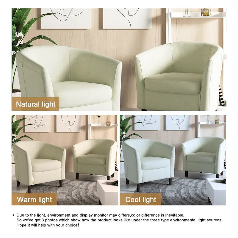 2er-Set moderne Leinen-Sessel im Fassdesign, Clubsessel