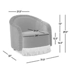 Jennifer Taylor Home Serena 31,5-inch gecapitonneerde accentfauteuil met ronde rugleuning en goudfranjes, olijfgroen prestatiefluweel
