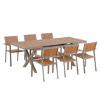 7-teiliges ausziehbares Esszimmer-Set mit ausziehbarem Tisch und 6 Armlehnstühlen