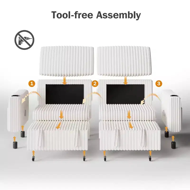 Dyonery 91 Eckschlafsofa mit ausziehbarem Bett, verstellbarer Rückenlehne, zwei ausziehbaren Betten, USB-Anschlüssen und Getränkehaltern, weicher Cordbezug