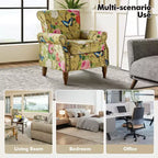Araceli traditionele houten bloemenfauteuil met bekleding, hoge rugleuning en sierspijkerrand| ART OF LIVING DESIGNS