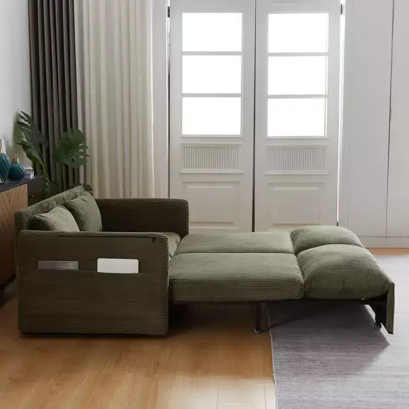 Divano letto in velluto a coste convertibile 3-in-1 da 64,5 con letto estraibile