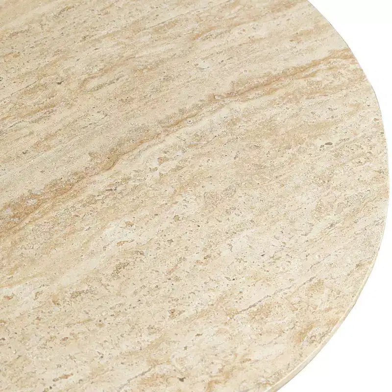 Mesa de centro redonda LeisureMod Lunexa, mesa auxiliar con pedestal de fibra de piedra para interiores o exteriores, diseño esculpido con almohadillas antideslizantes