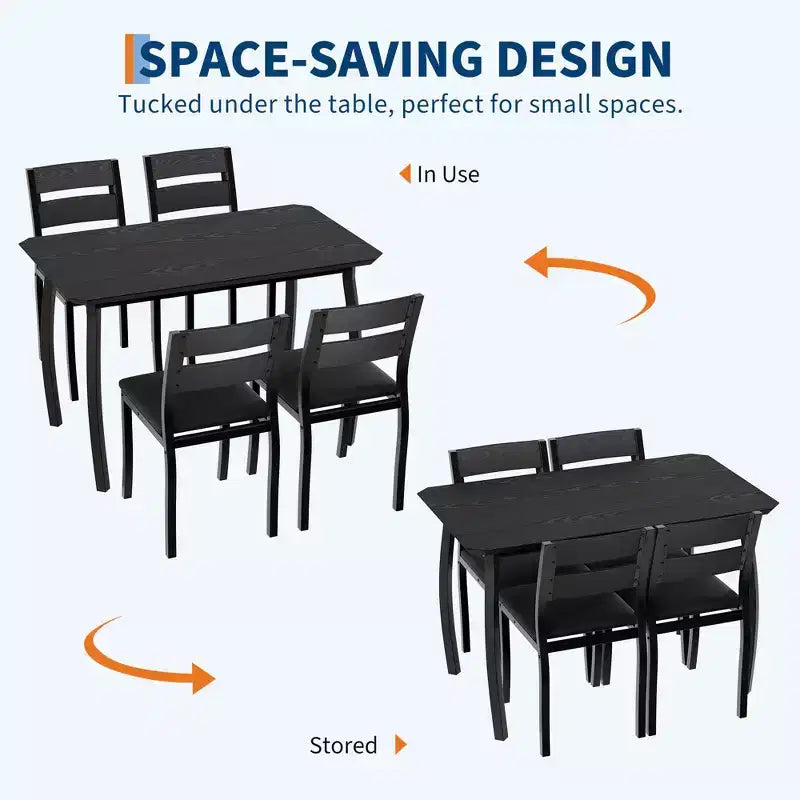 5-teiliges Küchentisch- und Stuhlset mit Metallgestell und abgeschrägtem Design