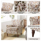 Araceli traditionele houten bloemenfauteuil met bekleding, hoge rugleuning en sierspijkerrand| ART OF LIVING DESIGNS