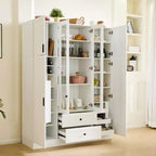 Dispensa da cucina indipendente Whisen alta 71', grande mobile contenitore per sala da pranzo con credenza e buffet a 6 ante, ripiani regolabili