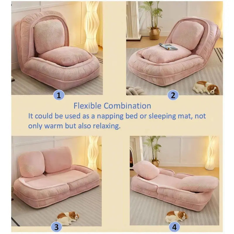 Fauteuil-canapé relax, 5 positions réglables, s’assoit, dort, se plie, idéal pour la chambre ou le salon
