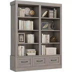 64 H boekenkasten en boekrekken, boekenkast met 3 opbergladen, 4 niveaus, dubbelbrede open planken, voor kantoor en woonkamer