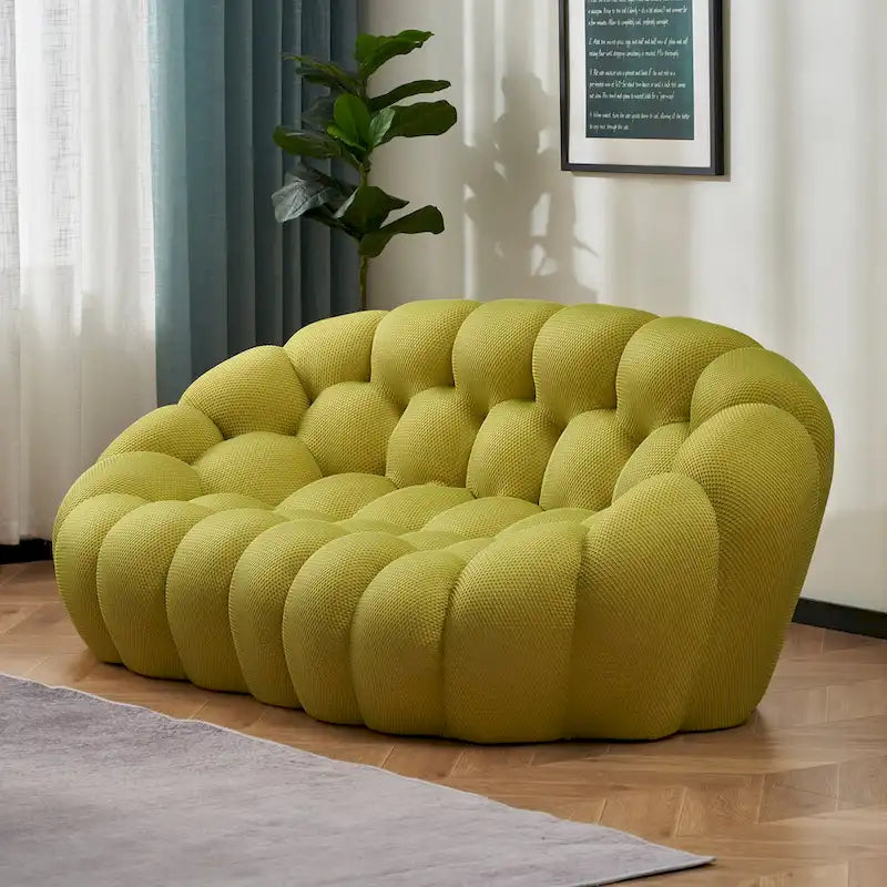 2-Sitzer-Bubble-Sofa mit geschwungener Form, Wabenstruktur und 3D-Textilbezug fürs Wohnzimmer, den Salon oder Apartment
