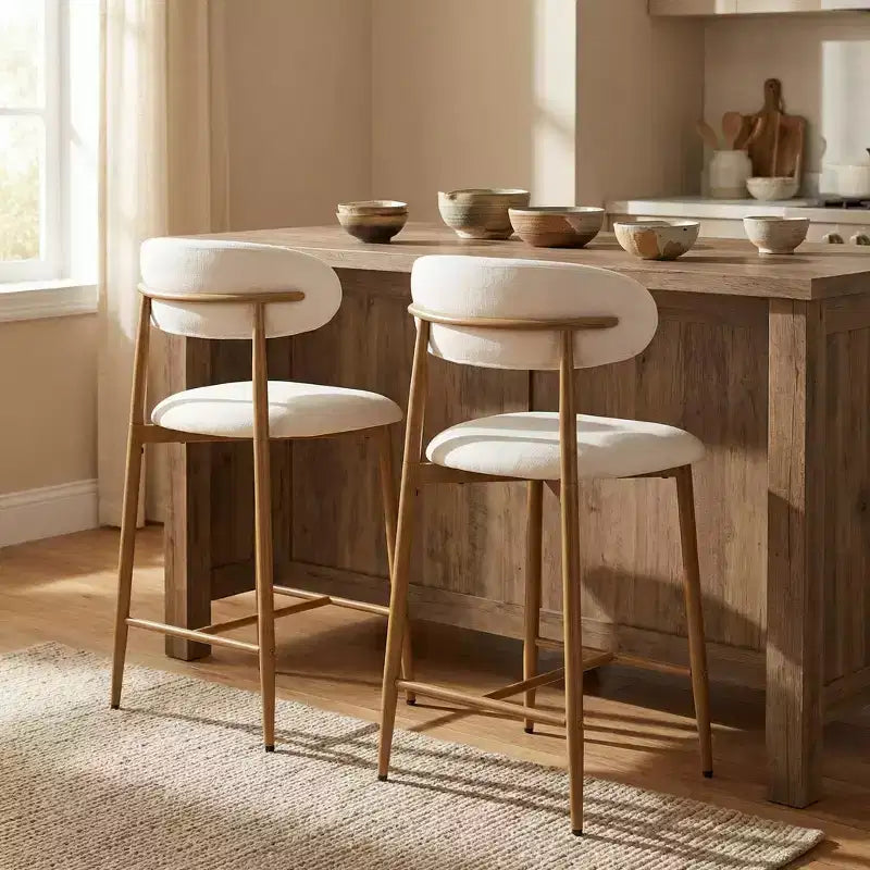 Sgabello da bar ad altezza bancone con seduta imbottita e gambe in metallo, sedia moderna da cucina alta 26,3