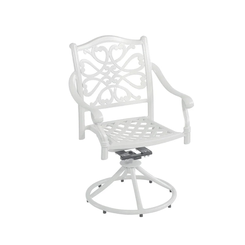 5-delige tuin-eetset van gegoten aluminium met 4 draaibare stoelen