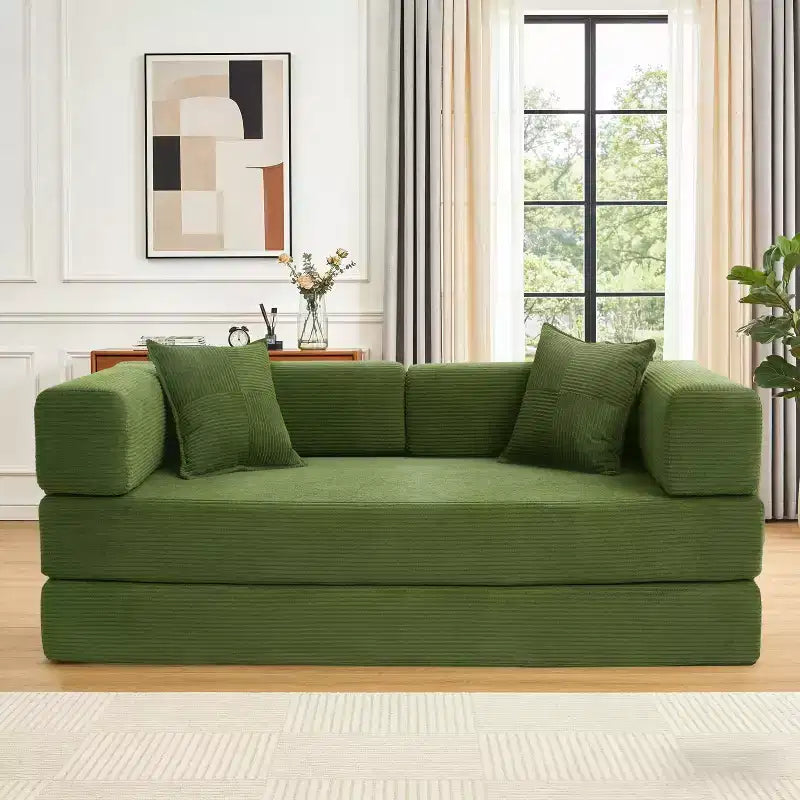 Dyonery 78 opvouwbare slaapbank, corduroy bank, kingsize vloerslaapbank, 4-in-1 doe-het-zelf modulaire combinatiebank, uitklapbaar, comfortabele bank.