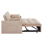 Divano letto loveseat 4 in 1 con braccioli e tasche portaoggetti, divano letto estraibile trapuntato multifunzione con schienale regolabile