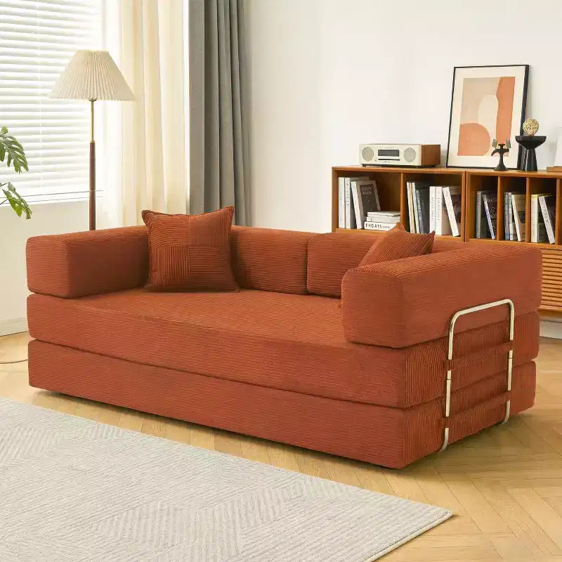 Dyonery 78 opvouwbare slaapbank, corduroy bank, kingsize vloerslaapbank, 4-in-1 doe-het-zelf modulaire combinatiebank, uitklapbaar, comfortabele bank.